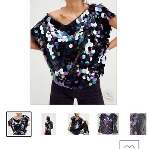 Free People Shimmy Shimmy Iridescent Sequin Top